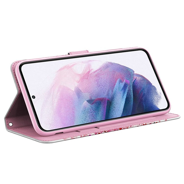 3D Pattern Printing Shell for Samsung Galaxy S23 FE PU Leather Wallet Phone Case Stand Cover with Strap - Wish Tree