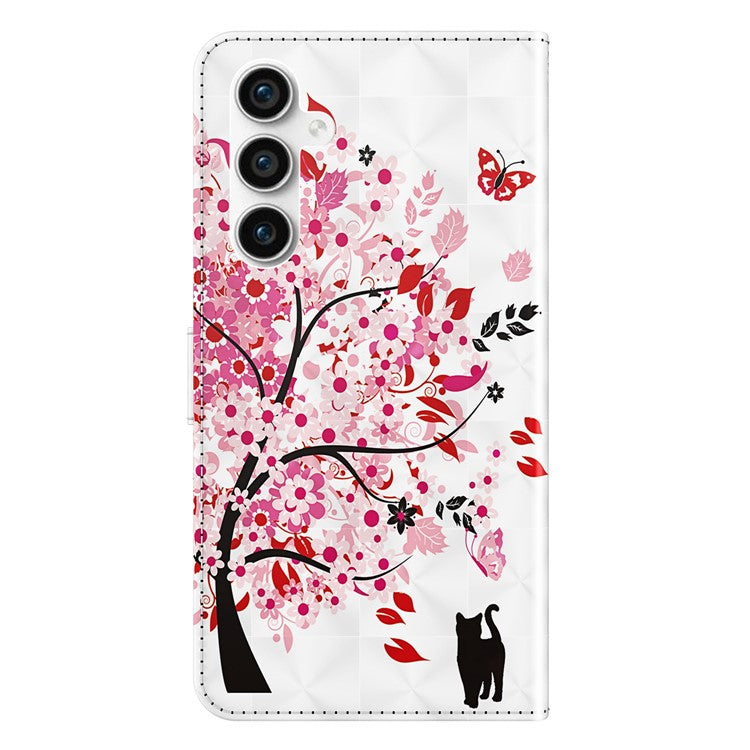 3D Pattern Printing Shell for Samsung Galaxy S23 FE PU Leather Wallet Phone Case Stand Cover with Strap - Wish Tree