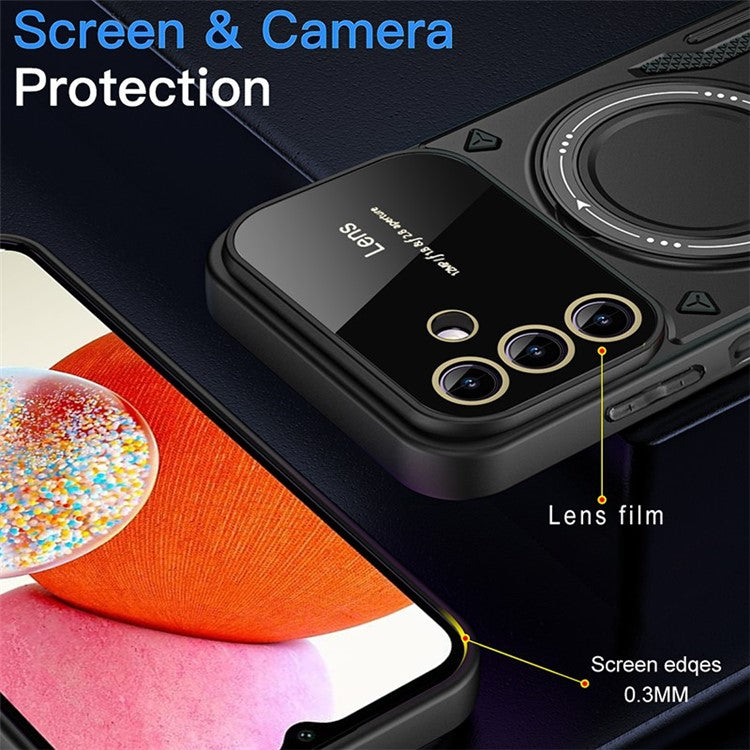 For Samsung Galaxy A14 4G / 5G Anti-drop Phone Case PC+TPU Ring Kickstand Cover Compatible with MagSafe - Blue