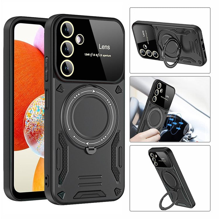 For Samsung Galaxy A14 4G / 5G Anti-drop Phone Case PC+TPU Ring Kickstand Cover Compatible with MagSafe - Blue