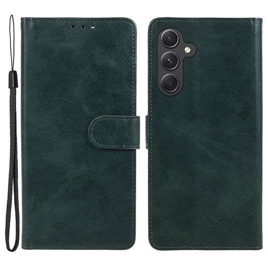 Wallet Flip Case for Samsung Galaxy F34 5G / M34 5G , Calf Texture PU Leather Full Protection Stand Phone Cover - Midnight Green