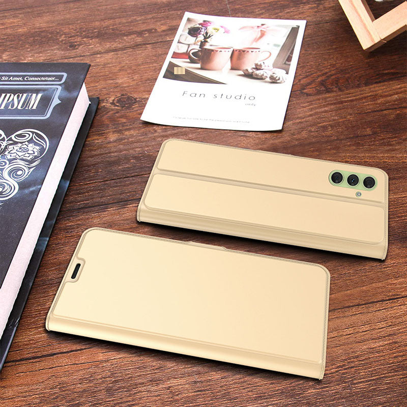 For Samsung Galaxy F34 5G / M34 5G PU Leather Stand Cover Full Protection Phone Case with Card Holder - Gold