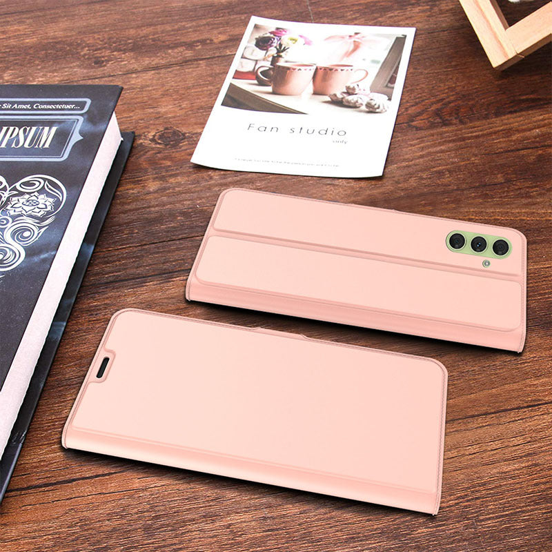 For Samsung Galaxy F34 5G / M34 5G PU Leather Stand Cover Full Protection Phone Case with Card Holder - Rose Gold