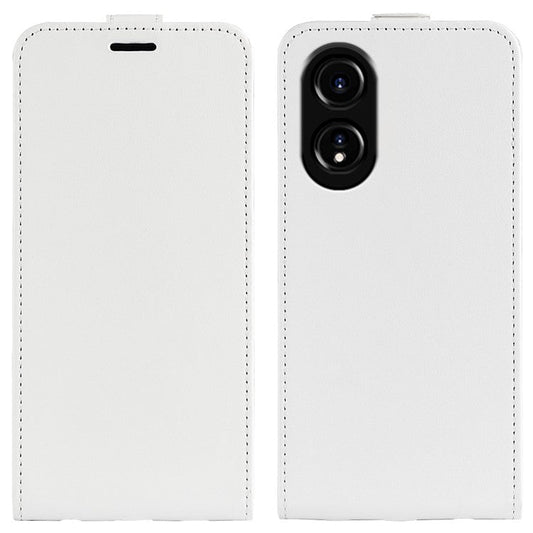 PU Leather Phone Case for Oppo A78 4G , Crazy Horse Texture Card Holder Vertical Flip Cover - White