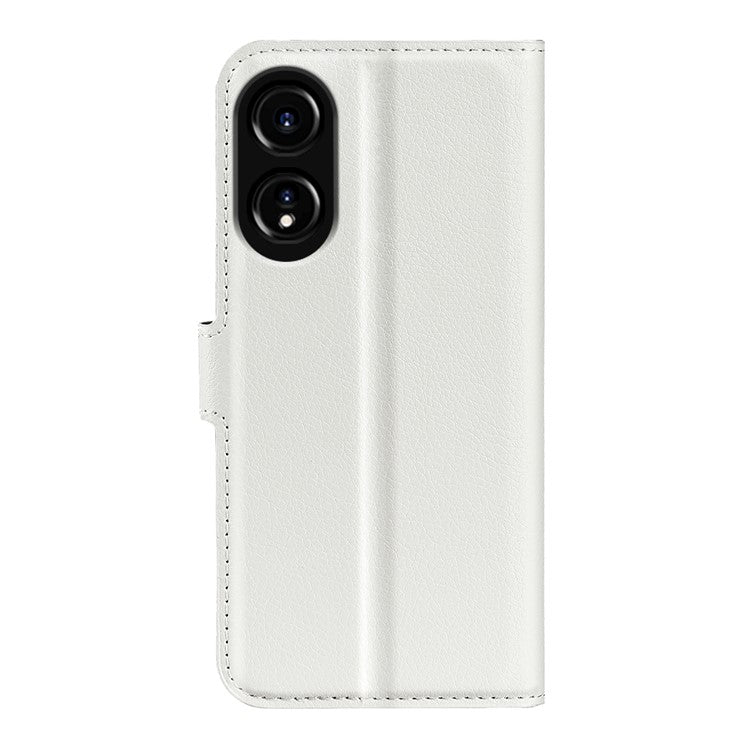 Litchi Texture PU Leather Wallet Case for Oppo A78 4G , Stand Anti-drop Phone Cover - White