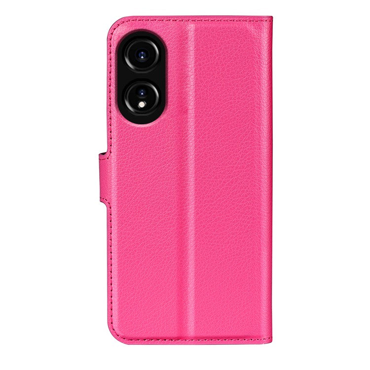 Litchi Texture PU Leather Wallet Case for Oppo A78 4G , Stand Anti-drop Phone Cover - Rose