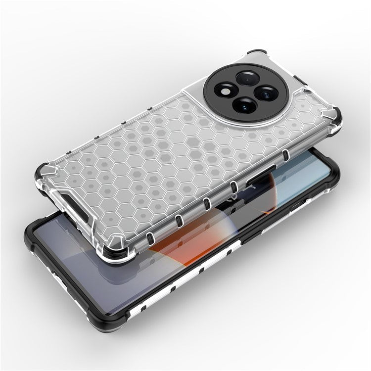For OnePlus Ace 2 5G / 11R 5G Honeycomb Texture Back Cover Anti-drop TPU+PC Phone Case - Grey