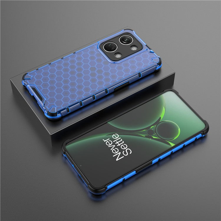 For OnePlus Nord 3 5G / Ace 2V Anti-drop Phone Case Honeycomb Texture Shockproof Cover - Blue