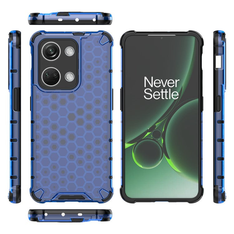 For OnePlus Nord 3 5G / Ace 2V Anti-drop Phone Case Honeycomb Texture Shockproof Cover - Blue