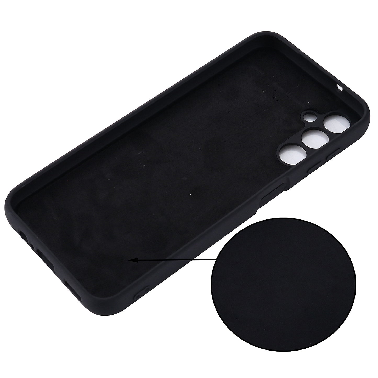 For Samsung Galaxy F34 5G / M34 5G Liquid Silicone Phone Case Soft Lining Shockproof Cover with Strap - Black