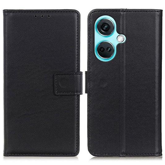For OnePlus Nord CE3 5G Wallet Stand Phone Case Textured PU Leather Anti-scratch Phone Cover - Black