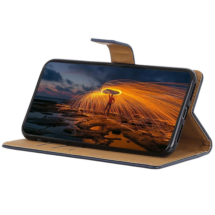 For OnePlus Nord CE3 5G Wallet Stand Phone Case Textured PU Leather Anti-scratch Phone Cover - Blue