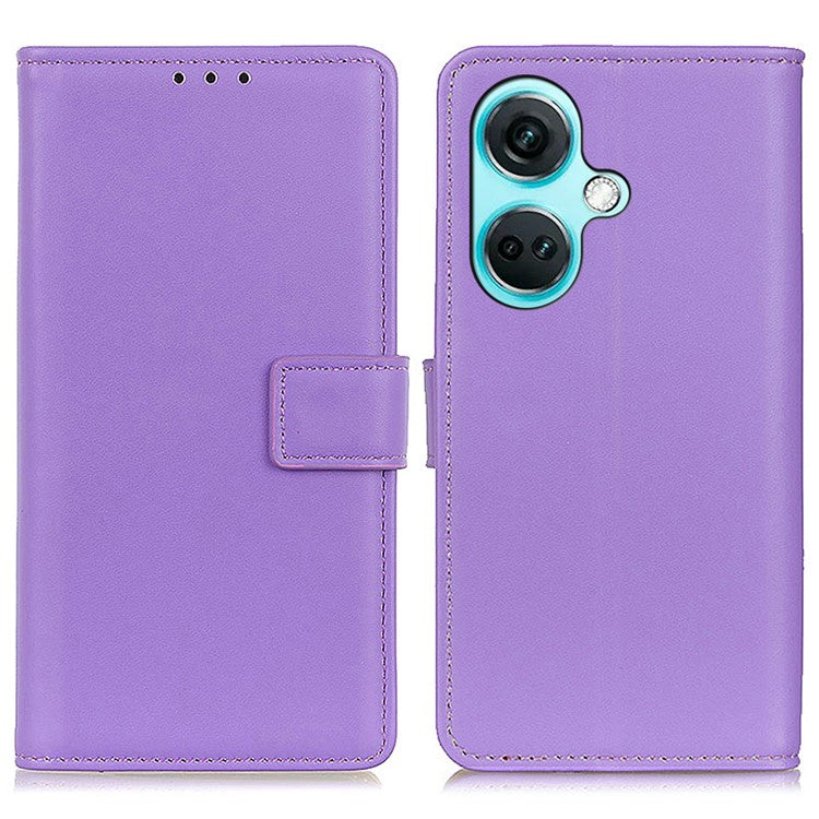 For OnePlus Nord CE3 5G Wallet Stand Phone Case Textured PU Leather Anti-scratch Phone Cover - Purple