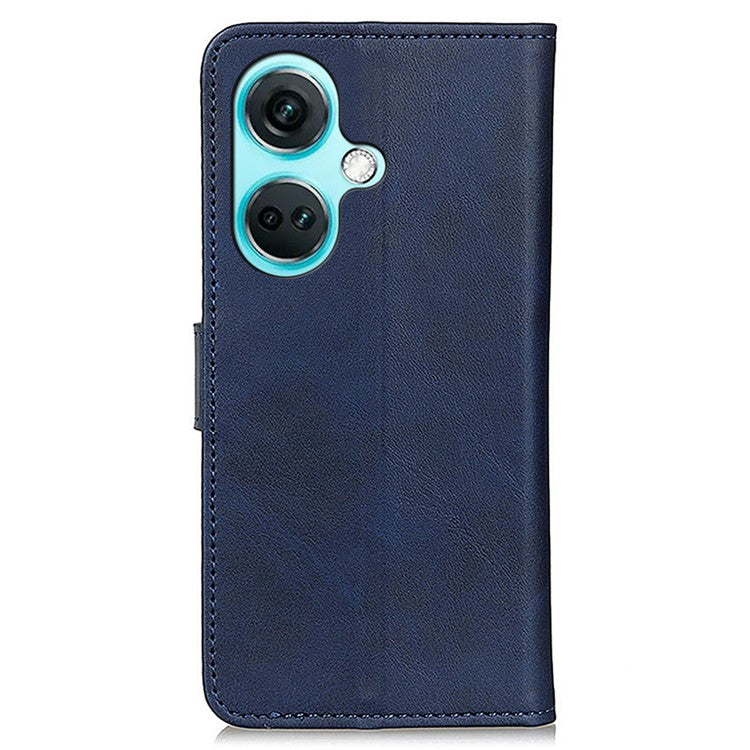 For OnePlus Nord CE3 5G Cowhide Texture PU Leather Phone Case Wallet Stand Phone Cover - Blue