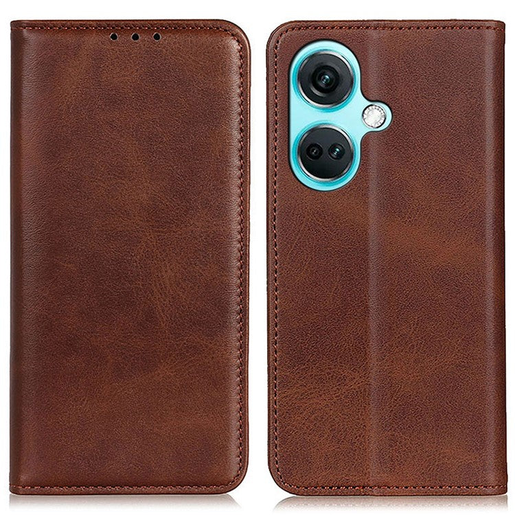 For OnePlus Nord CE3 5G Stand Wallet Phone Cover Split Leather + TPU Protective Phone Case - Coffee