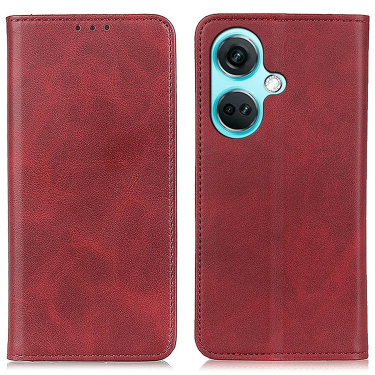 For OnePlus Nord CE3 5G Stand Wallet Phone Cover Split Leather + TPU Protective Phone Case - Red