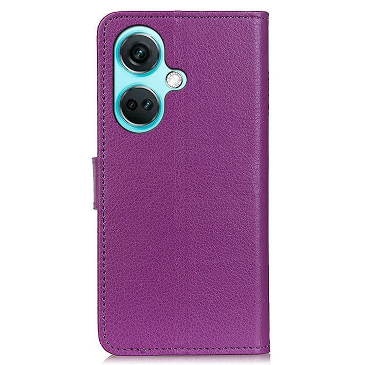 For OnePlus Nord CE3 5G Litchi Texture Phone Leather Case Stand Wallet Phone Cover - Purple