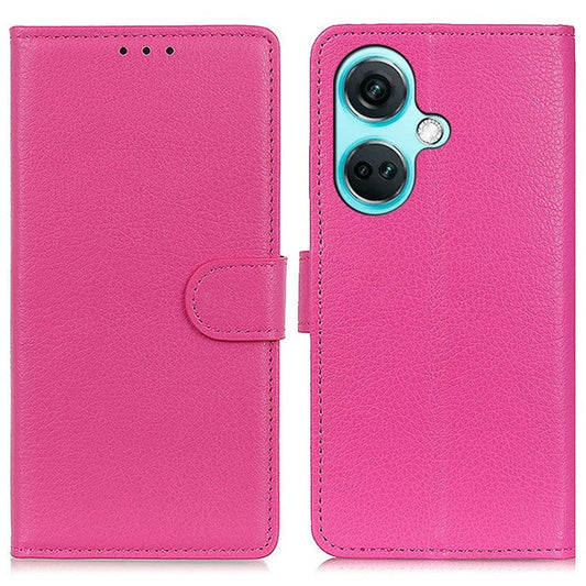 For OnePlus Nord CE3 5G Litchi Texture Phone Leather Case Stand Wallet Phone Cover - Rose