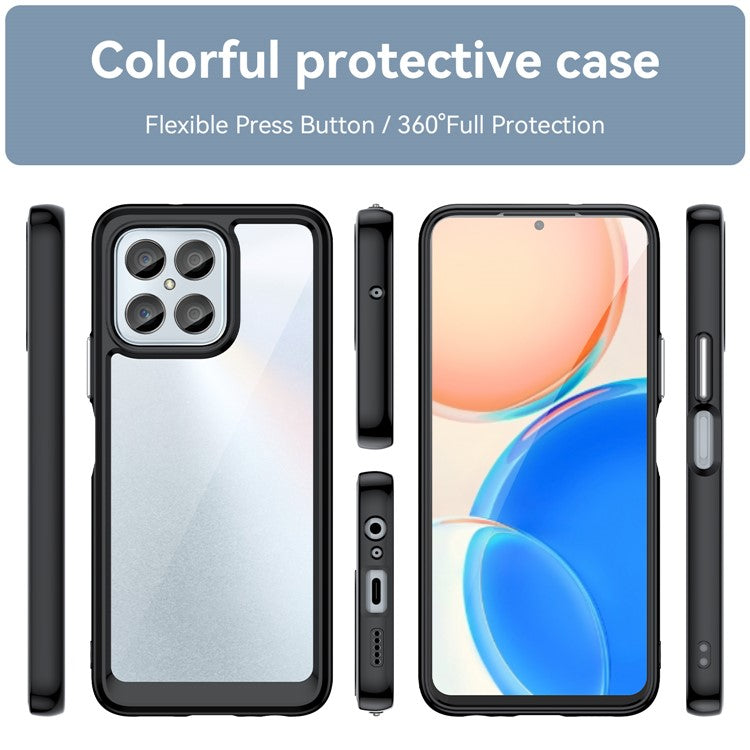Phone Case for Honor 70 Lite 5G / Play 30 5G / X8 5G / X6 4G / Play6C 4G  / X8a 4G / X6s 4G , TPU+Acrylic Clear Back Cover - Black
