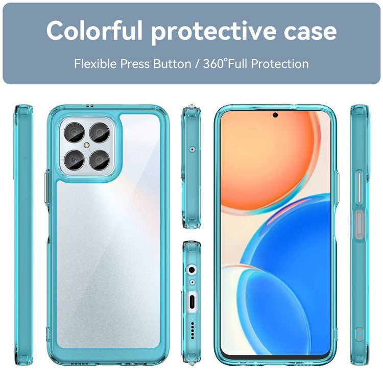 Phone Case for Honor 70 Lite 5G / Play 30 5G / X8 5G / X6 4G / Play6C 4G  / X8a 4G / X6s 4G , TPU+Acrylic Clear Back Cover - Transparent Blue