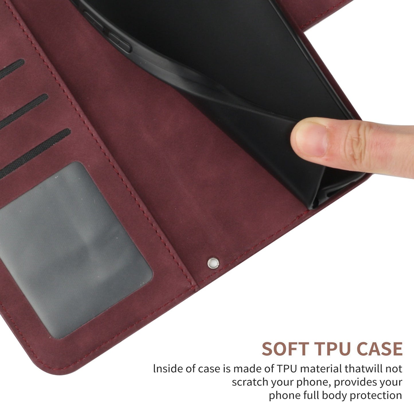HT04 For Samsung Galaxy F34 5G / M34 5G Leather Wallet Stand Phone Case Sunflower Imprinted Cover with Shoulder Strap - Wine Red