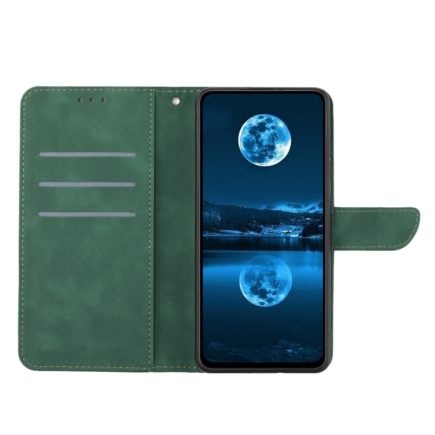 HT05 For Samsung Galaxy F34 5G / M34 5G PU Leather Phone Case Imprinted Line Wallet Stand Cover - Green