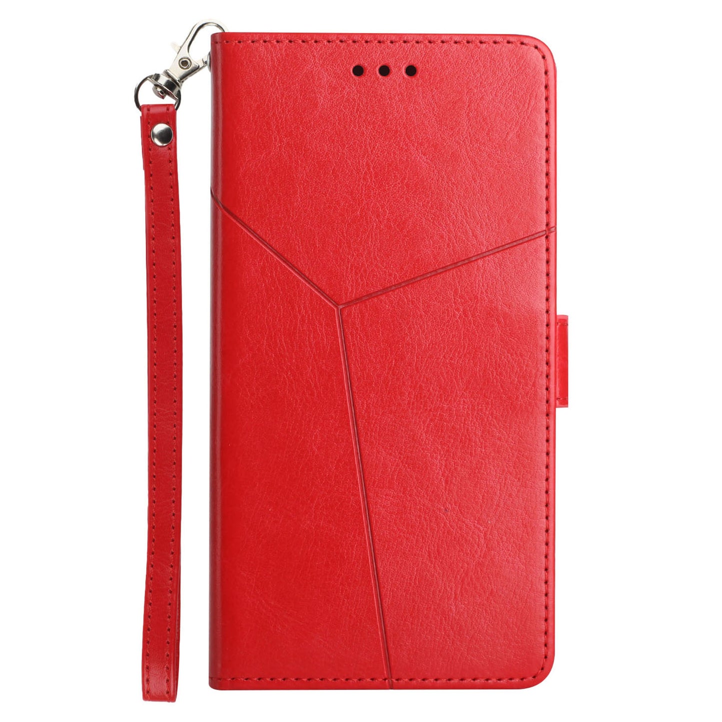 HT01 For Samsung Galaxy F34 5G / M34 5G Phone Stand Case Y-shaped Line Imprinted Leather Wallet Cover - Red