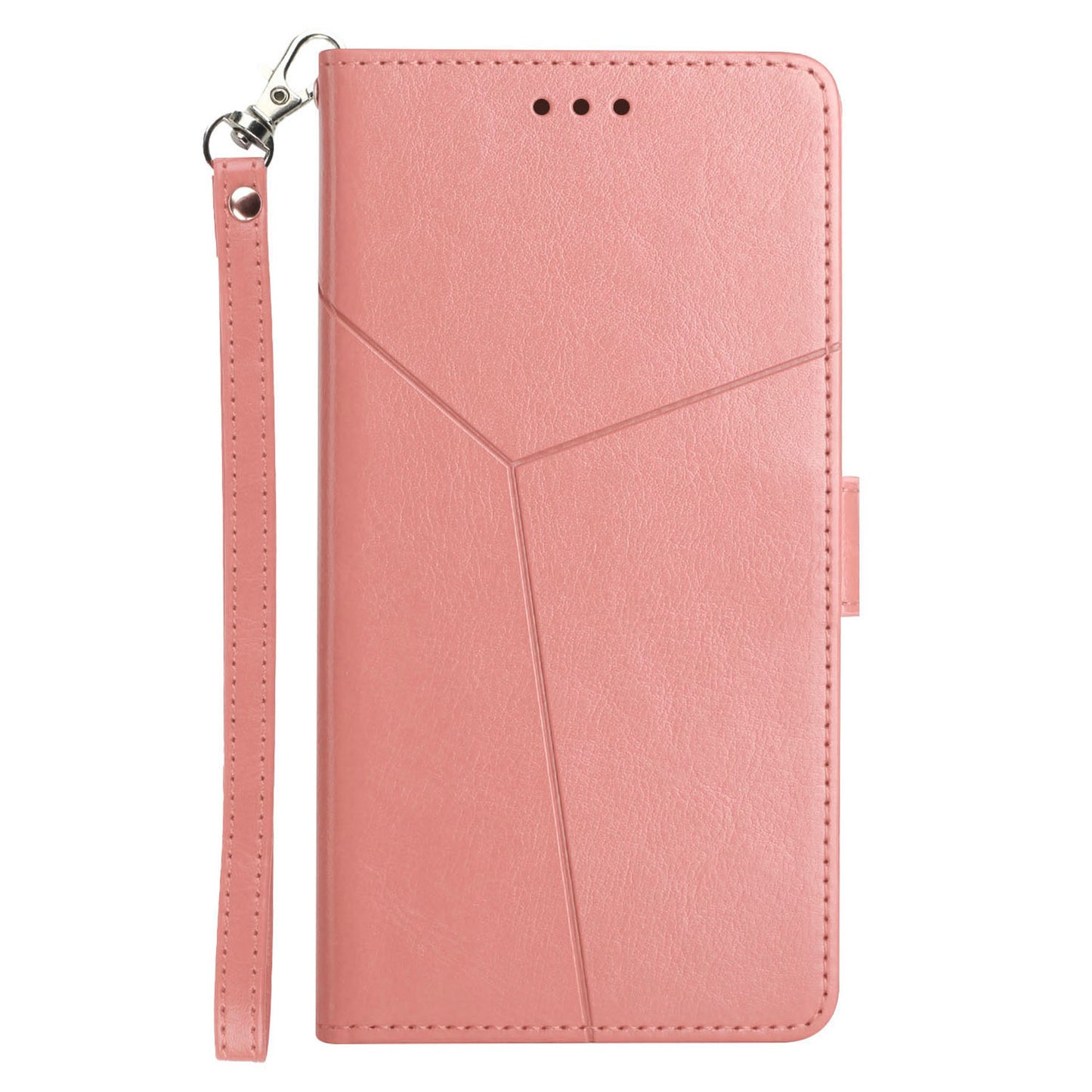 HT01 For Samsung Galaxy F34 5G / M34 5G Phone Stand Case Y-shaped Line Imprinted Leather Wallet Cover - Pink