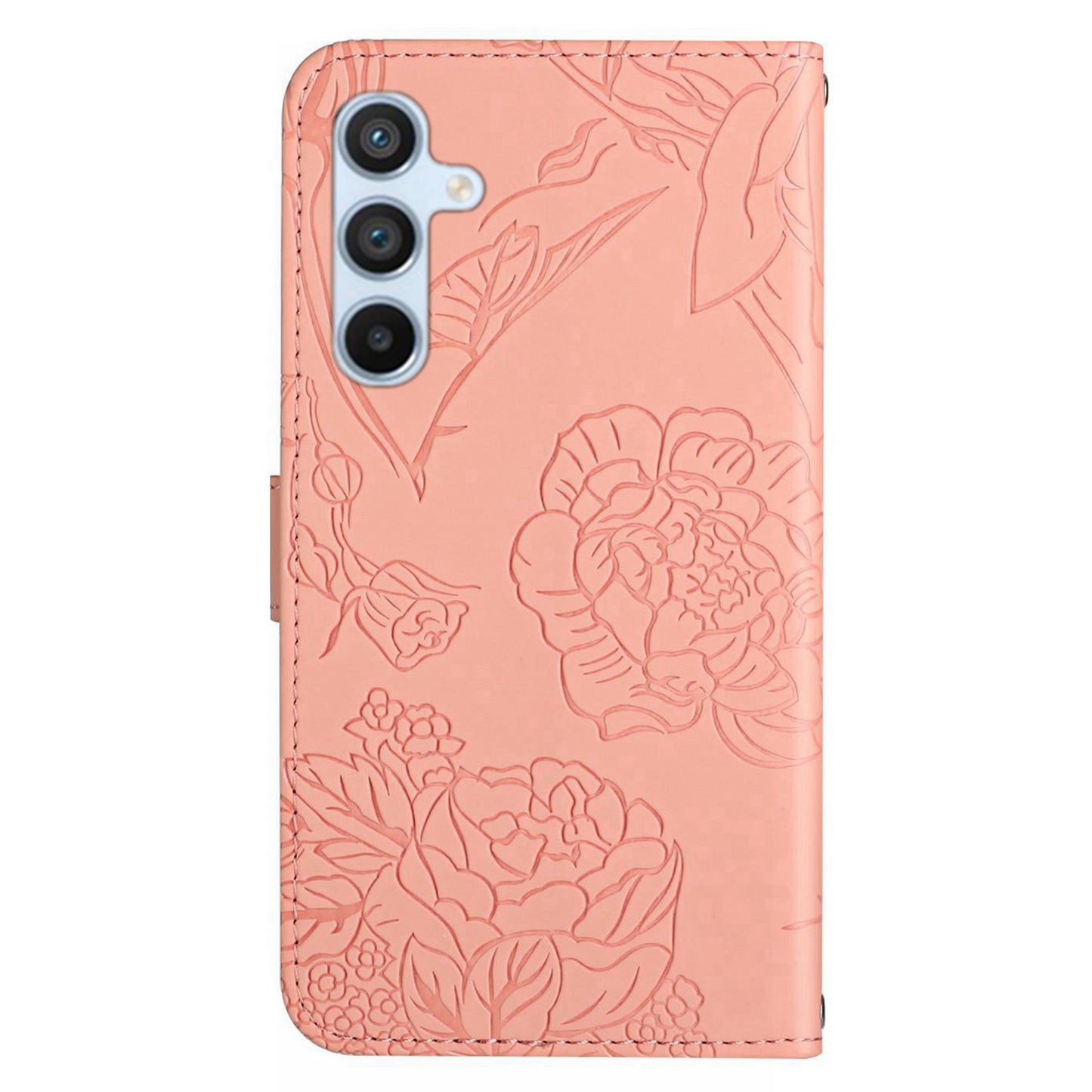 HT03 For Samsung Galaxy F34 5G / M34 5G PU Leather Imprinted Case Wallet Stand Phone Cover with Wrist Strap - Pink