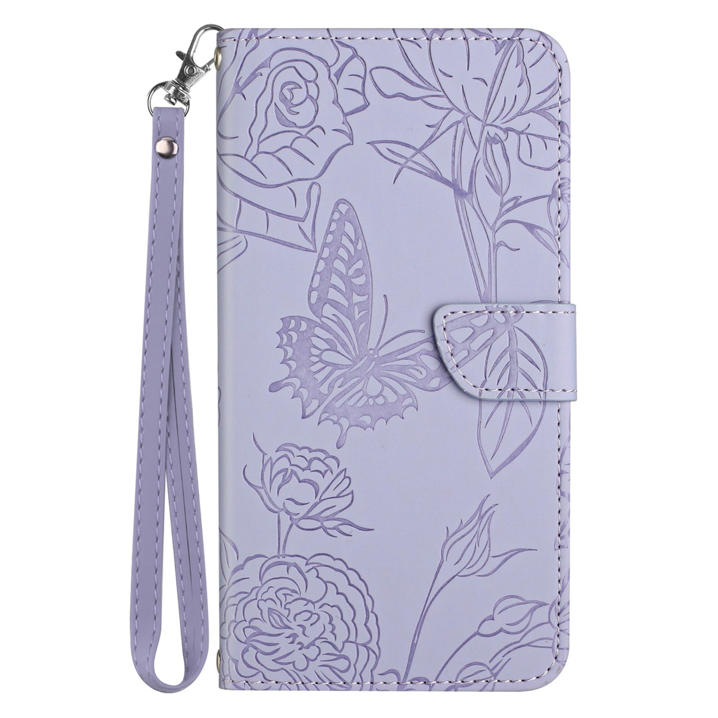 HT03 For Samsung Galaxy F34 5G / M34 5G PU Leather Imprinted Case Wallet Stand Phone Cover with Wrist Strap - Purple