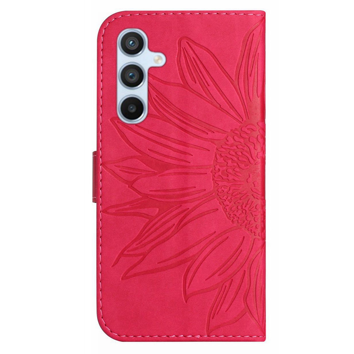 HT04 For Samsung Galaxy F34 5G / M34 5G Sunflower Imprinted Cellphone Cover Leather Wallet Stand Case with Hand Strap - Rose