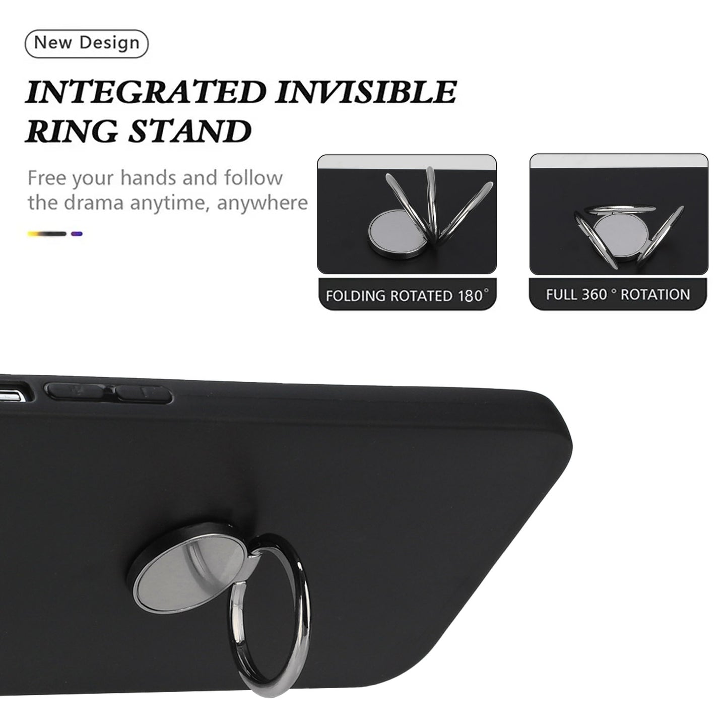 For Samsung Galaxy F34 5G / M34 5G Anti-scratch Matte TPU Case Protective Phone Cover with Ring Kickstand - Black