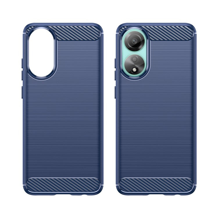 Protective TPU Phone Case for Oppo A78 4G , Carbon Fiber Texture Brushed Phone Cover - Blue