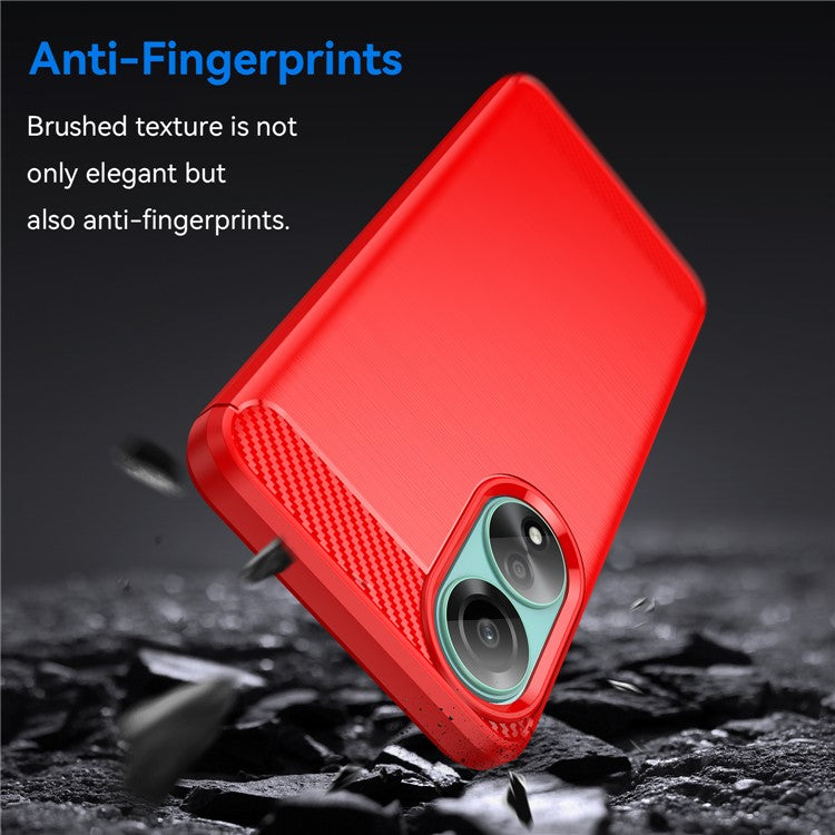 Protective TPU Phone Case for Oppo A78 4G , Carbon Fiber Texture Brushed Phone Cover - Red