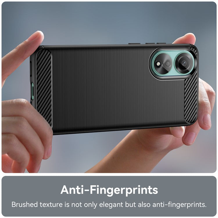 Protective TPU Phone Case for Oppo A78 4G , Carbon Fiber Texture Brushed Phone Cover - Black