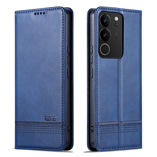 AZNS For vivo S17 5G / S17 Pro 5G Wallet PU Leather Case Cowhide Texture Phone Cover with Stand - Blue