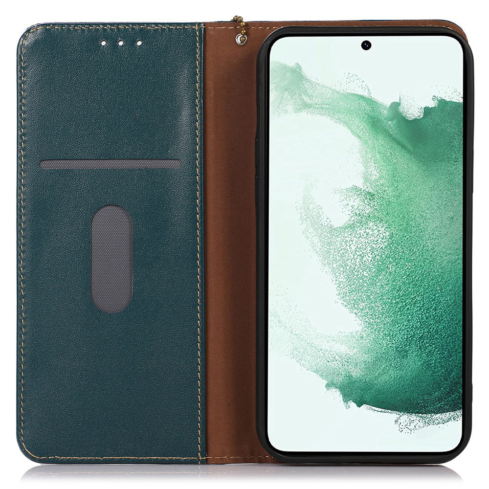 KHAZNEH For Samsung Galaxy F34 5G / M34 5G Genuine Cow Leather Stand Cover RFID Blocking Wallet Phone Case - Green