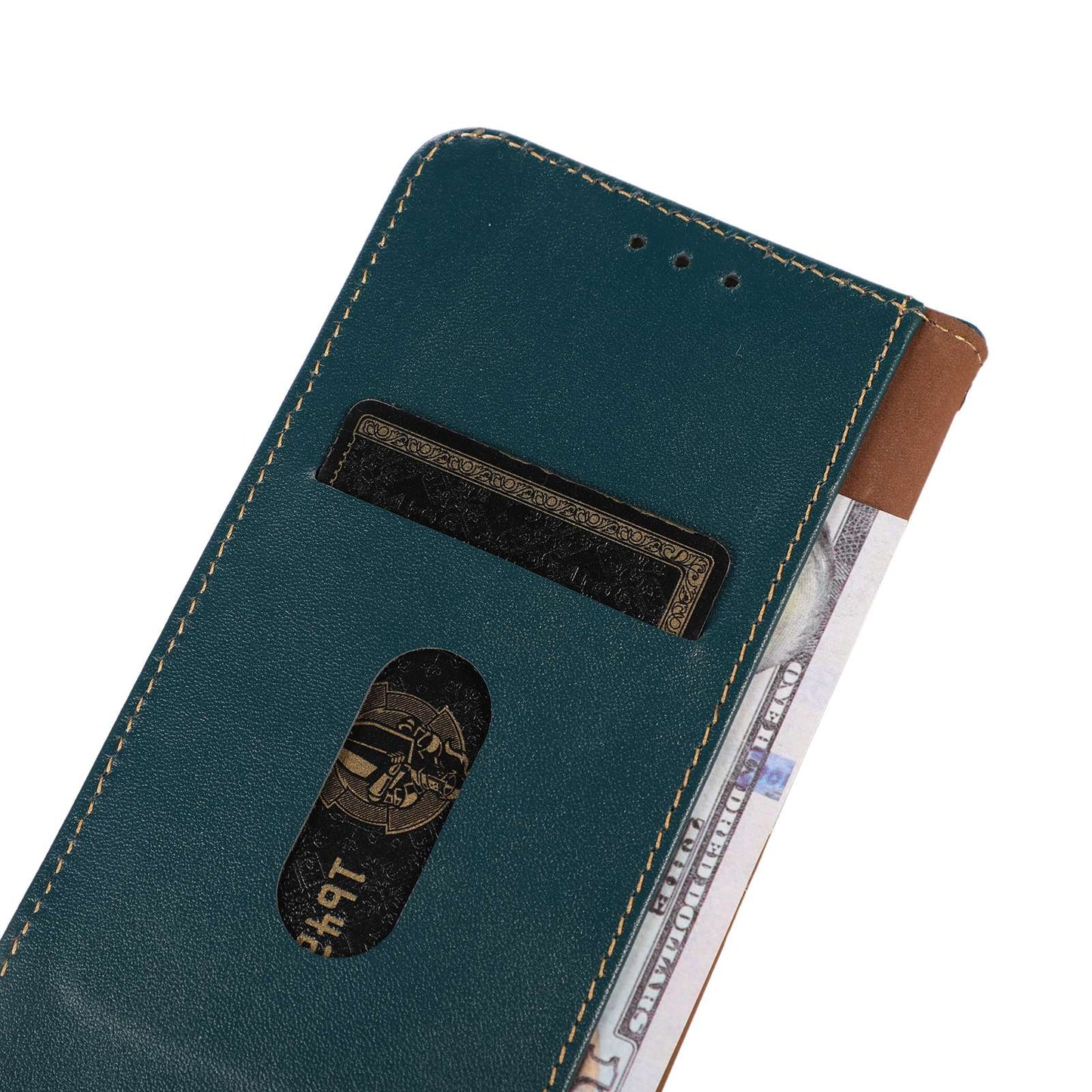 KHAZNEH For Samsung Galaxy F34 5G / M34 5G Genuine Cow Leather Stand Cover RFID Blocking Wallet Phone Case - Green