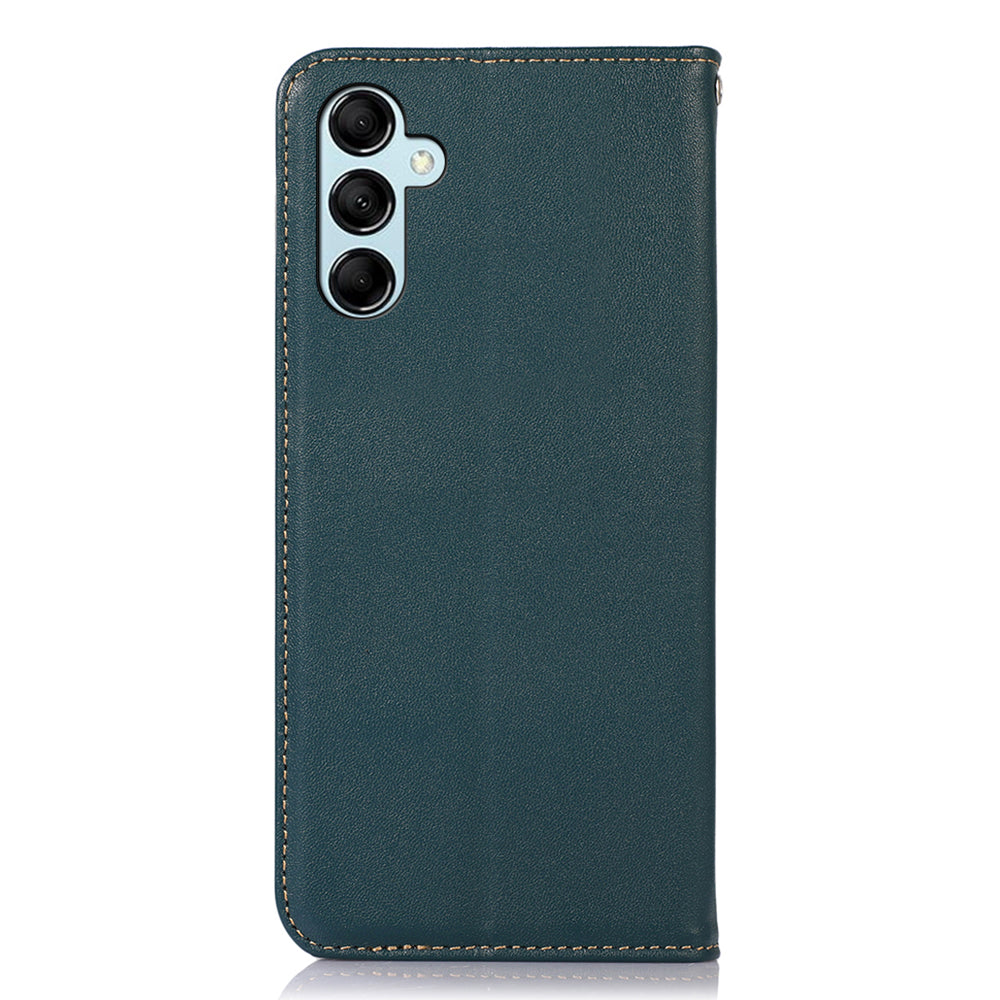 KHAZNEH For Samsung Galaxy F34 5G / M34 5G Genuine Cow Leather Stand Cover RFID Blocking Wallet Phone Case - Green