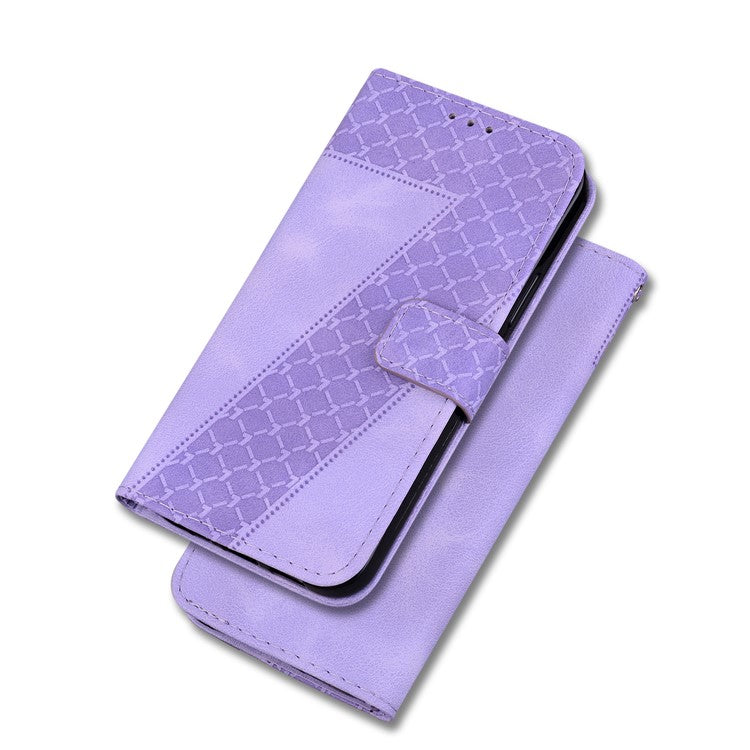 For Honor X9 4G / 5G Slim-Fit Shell Leather Phone Case Stand Imprinted 7-Shape Pattern Wallet Flip Cover - Purple