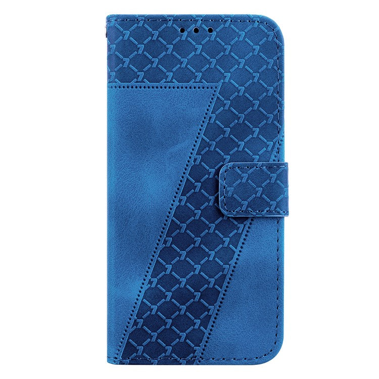 For Honor X9 4G / 5G Slim-Fit Shell Leather Phone Case Stand Imprinted 7-Shape Pattern Wallet Flip Cover - Dark Blue