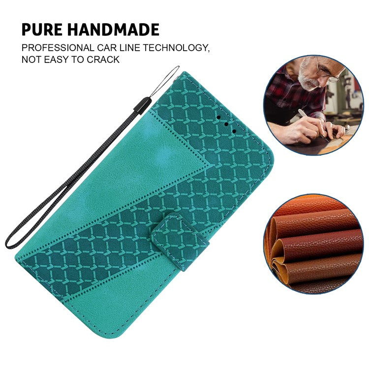 For Samsung Galaxy M54 5G / F54 5G 7-Shape Imprinted Anti-fall Phone Cover Leather Wallet Flip Stand Case - Green