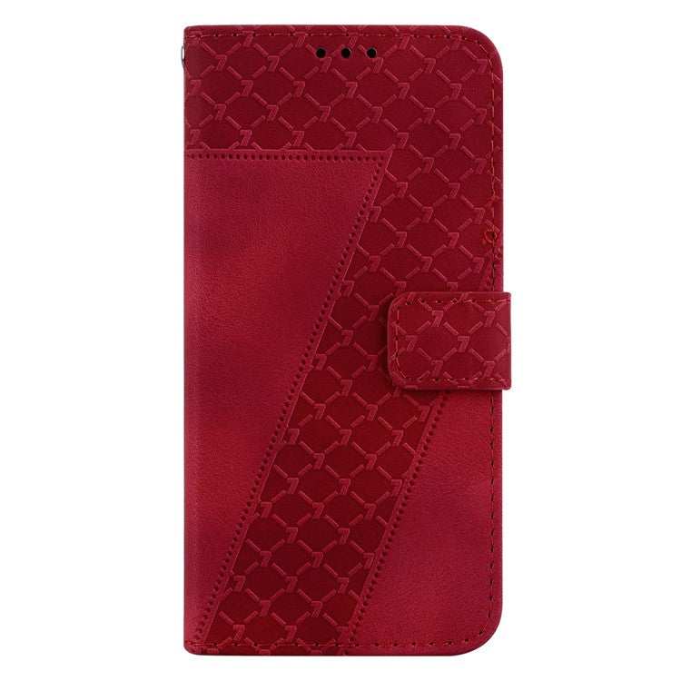 For Samsung Galaxy M54 5G / F54 5G 7-Shape Imprinted Anti-fall Phone Cover Leather Wallet Flip Stand Case - Red