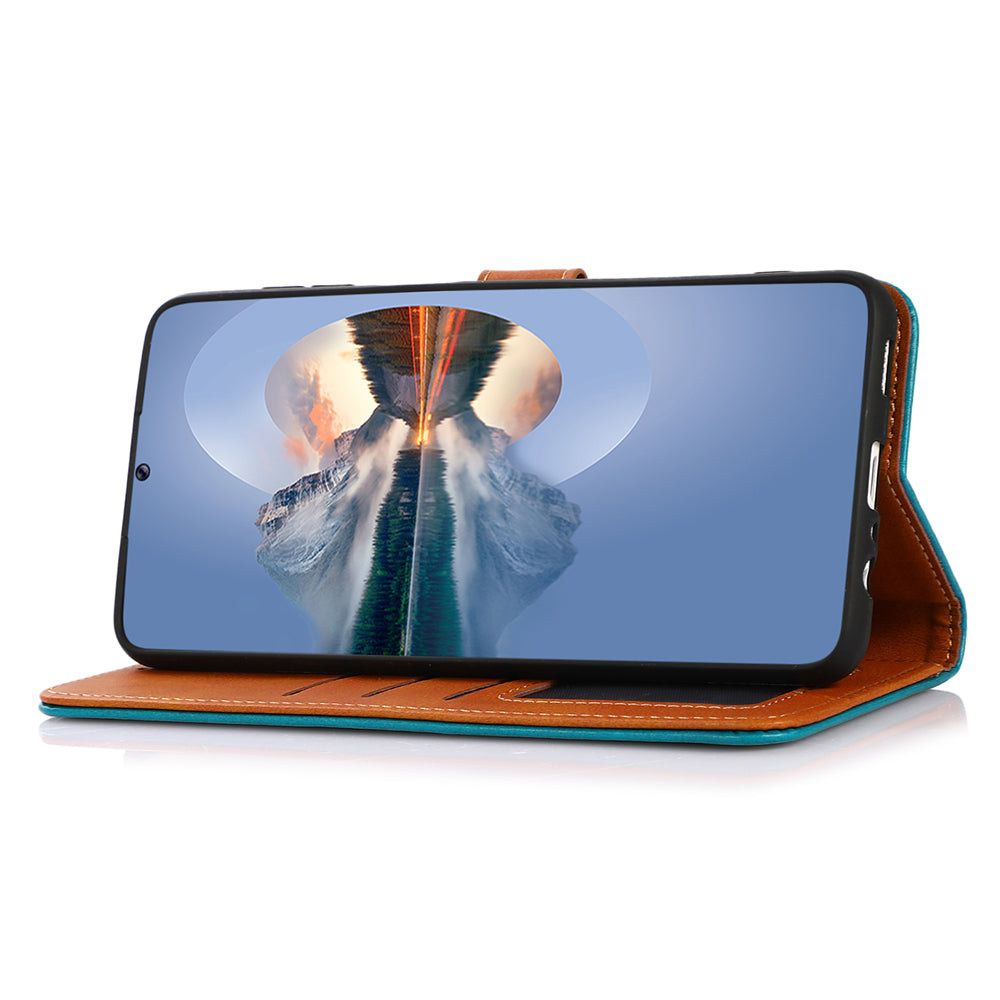 KHAZNEH For Samsung Galaxy F34 5G / M34 5G Phone Case Cover Cowhide Texture Stand Wallet PU Leather Shell - Black