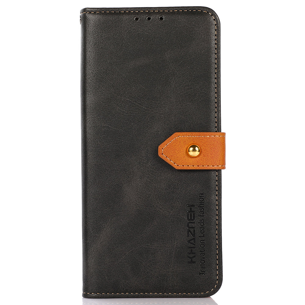KHAZNEH For Samsung Galaxy F34 5G / M34 5G Phone Case Cover Cowhide Texture Stand Wallet PU Leather Shell - Black