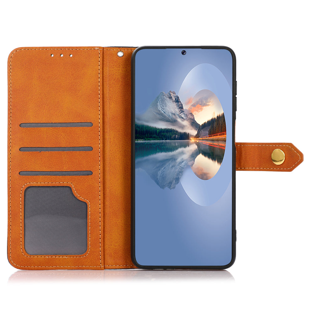 KHAZNEH For Samsung Galaxy F34 5G / M34 5G Phone Case Cover Cowhide Texture Stand Wallet PU Leather Shell - Blue