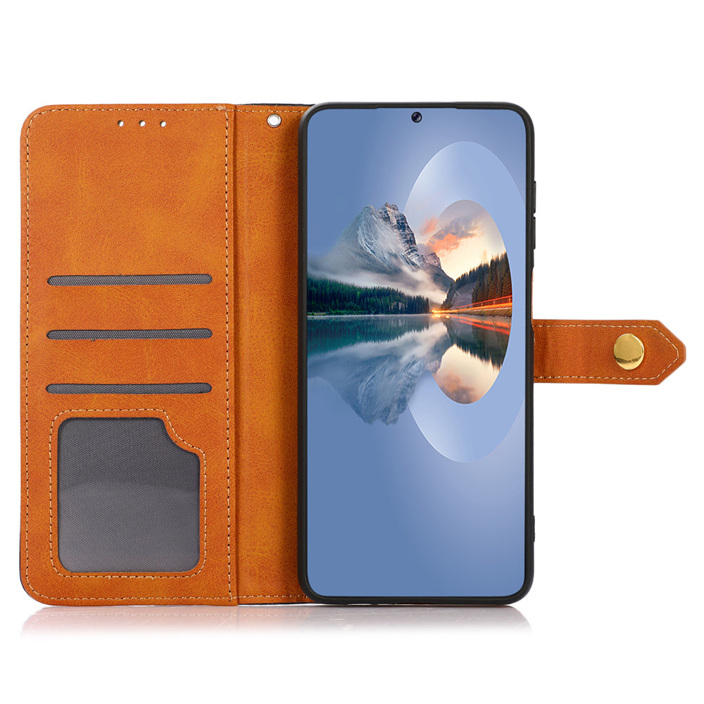 KHAZNEH For Samsung Galaxy F34 5G / M34 5G Phone Case Cover Cowhide Texture Stand Wallet PU Leather Shell - Rose Gold