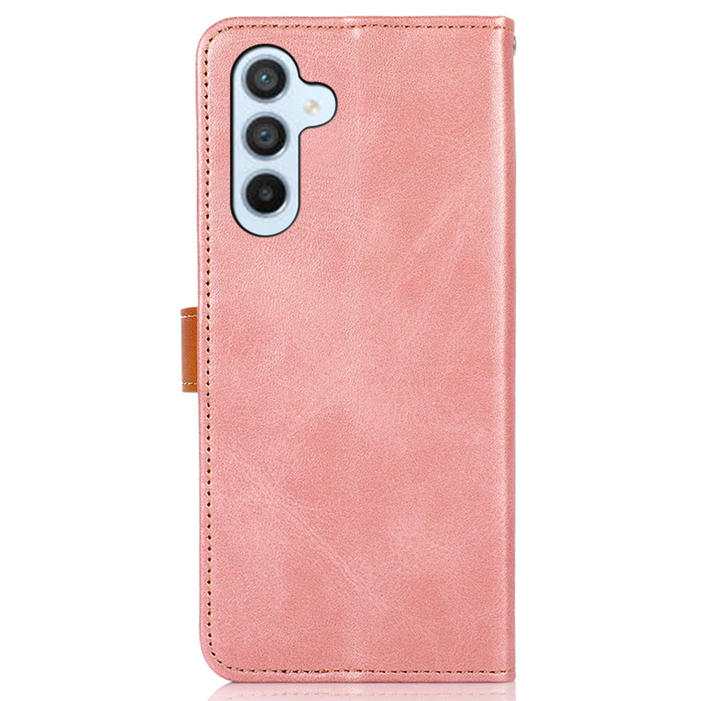 KHAZNEH For Samsung Galaxy F34 5G / M34 5G Phone Case Cover Cowhide Texture Stand Wallet PU Leather Shell - Rose Gold