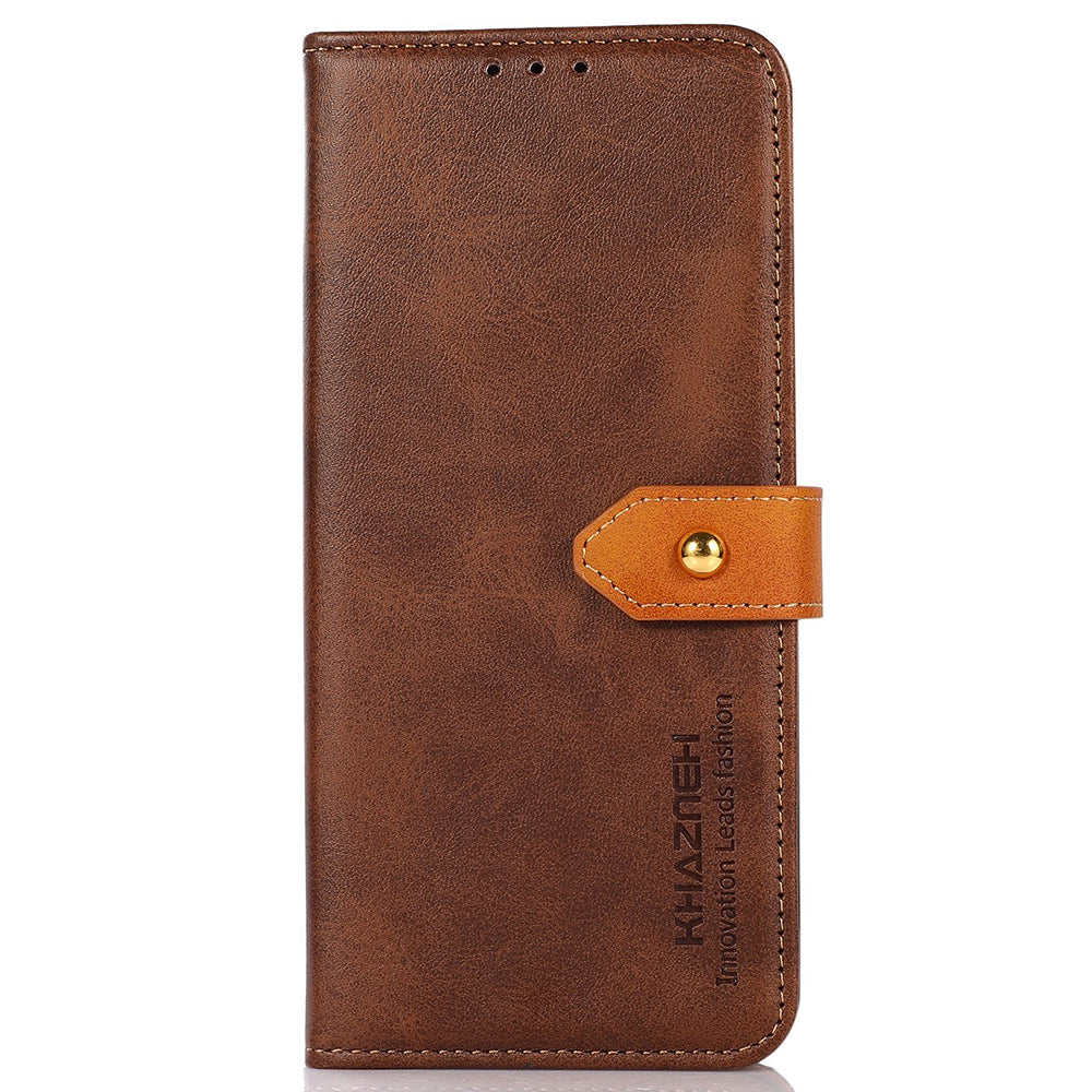 KHAZNEH For Samsung Galaxy F34 5G / M34 5G Phone Case Cover Cowhide Texture Stand Wallet PU Leather Shell - Brown