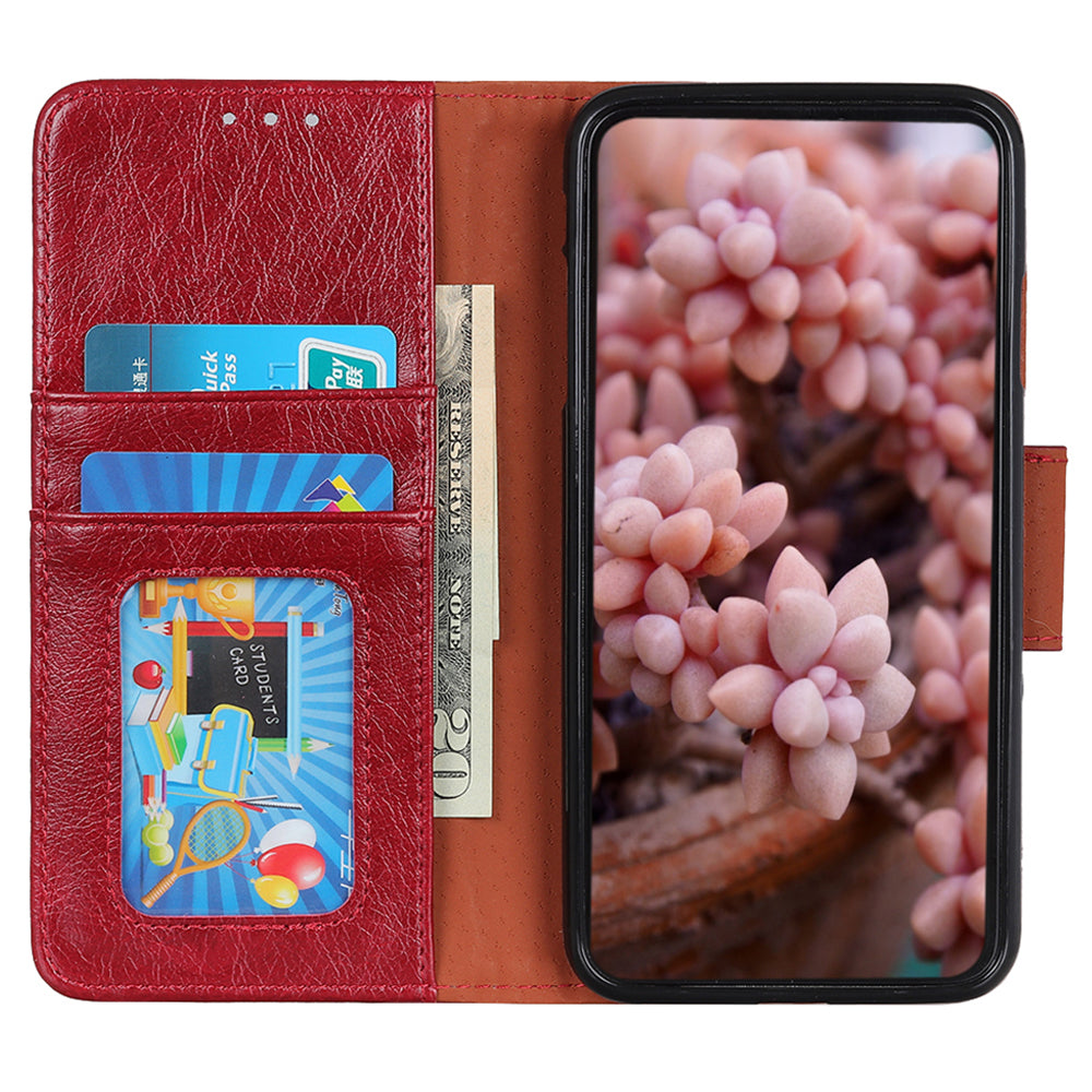 For Samsung Galaxy F34 5G / M34 5G Wallet Phone Cover Drop Protection Stand Nappa Texture Split Leather Phone Case - Red